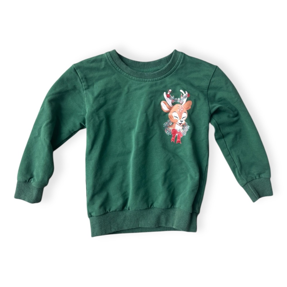 Velvet Fawn Gangs All Deer Classic Pullover in Evergreen in Child Small (3/4) - Picture 3 of 7